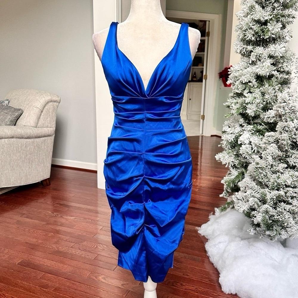 Vintage 2000s XSCAPE Bodycon Rouched Sexy Sweetheart Cocktail Dress Size 8